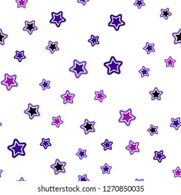 Light Purple, Pink vector seamless texture with beautiful stars. Stars on blurred abstract background with gradient. Texture for window blinds, curtains.