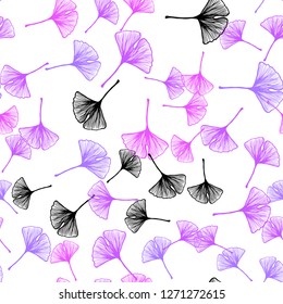 Light Purple, Pink vector seamless doodle background with leaves. Modern geometrical abstract illustration with leaves. Texture for window blinds, curtains.