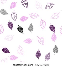 Light Purple, Pink vector seamless natural background with leaves. leaves on blurred abstract background with gradient. Design for textile, fabric, wallpapers.