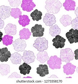 Light Purple, Pink vector seamless natural artwork with flowers. Flowers in natural style on white background. Template for business cards, websites.