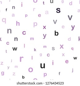 Light Purple, Pink vector seamless layout with latin alphabet. Shining colorful illustration with isolated letters. Design for textile, fabric, wallpapers.