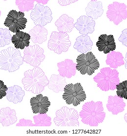 Light Purple, Pink vector seamless elegant wallpaper with flowers. An elegant bright illustration with flowers. Pattern for trendy fabric, wallpapers.