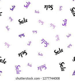 Light Purple, Pink vector seamless cover with symbols of sales. Gradient illustration with discount signs on white backdrop. Backdrop for ads, leaflets of Black Friday.