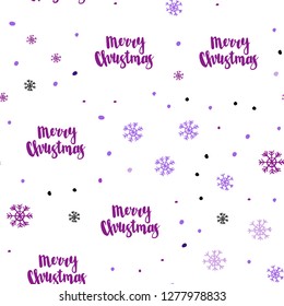 Light Purple, Pink vector seamless background with xmas snowflakes. Modern geometrical abstract illustration with snowflakes. Pattern for design of window blinds, curtains.