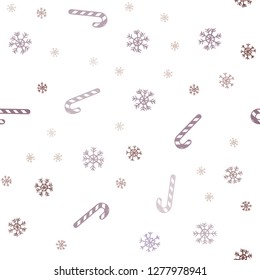 Light Purple, Pink vector seamless background with tasty xmas sweets.