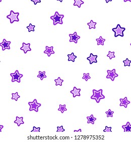 Light Purple, Pink vector seamless layout with bright stars. Decorative shining illustration with stars on abstract template. Pattern for trendy fabric, wallpapers.