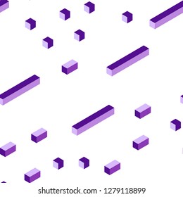 Light Purple, Pink vector seamless, isometric background with rectangles. Decorative design in abstract style with rectangles. Design for textile, fabric, wallpapers.