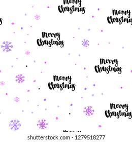 Light Purple, Pink vector seamless layout with bright snowflakes. Modern geometrical abstract illustration with snowflakes. Pattern for design of window blinds, curtains.