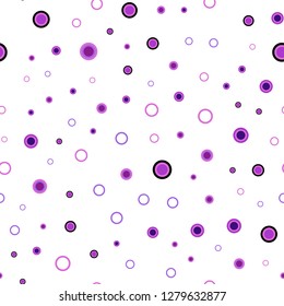 Light Purple, Pink vector seamless layout with circle shapes. Illustration with set of shining colorful abstract circles. Design for textile, fabric, wallpapers.