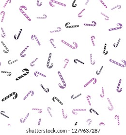 Light Purple, Pink vector seamless template with sweet christmas sticks.