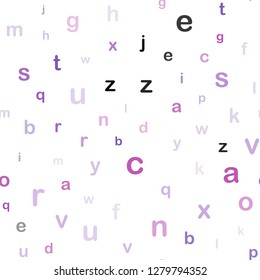 Light Purple, Pink vector seamless layout with latin alphabet. Blurred design in simple style with signs of alphabet. Texture for window blinds, curtains.