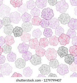 Light Purple, Pink vector seamless elegant template with flowers. An elegant bright illustration with flowers. Template for business cards, websites.