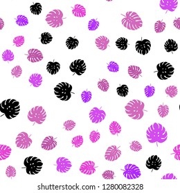 Light Purple, Pink vector seamless natural pattern with leaves. Doodle illustration of leaves in Origami style with gradient. Design for textile, fabric, wallpapers.