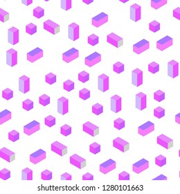 Light Purple, Pink vector seamless, isometric background with rectangles. Rectangles on abstract background with colorful gradient. Design for textile, fabric, wallpapers.
