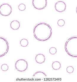 Light Purple, Pink vector seamless background with bubbles. Blurred bubbles on abstract background with colorful gradient. Template for business cards, websites.