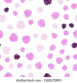 Light Purple, Pink vector seamless elegant template with leaves. Decorative illustration with doodles on abstract template. Design for wallpaper, fabric makers.