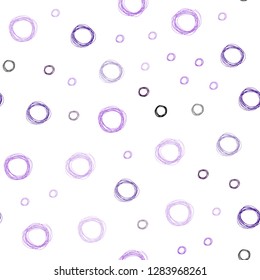 Light Purple, Pink vector seamless template with circles. Blurred bubbles on abstract background with colorful gradient. New design for ad, poster, banner of your website.