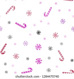 Light Purple, Pink vector seamless background with tasty xmas sweets.