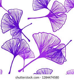 Light Purple, Pink vector seamless natural pattern with leaves. Doodle illustration of leaves in Origami style with gradient. Design for textile, fabric, wallpapers.