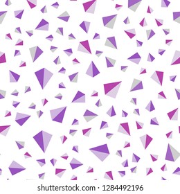 Light Purple, Pink vector seamless, isometric pattern with polygonal style. Decorative design in abstract style with triangles. Texture for window blinds, curtains.