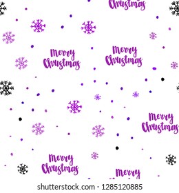 Light Purple, Pink vector seamless cover with beautiful snowflakes. Glitter abstract illustration with crystals of ice. Design for textile, fabric, wallpapers.