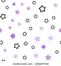 Light Purple, Pink vector seamless texture with beautiful stars. Blurred decorative design in simple style with stars. Template for business cards, websites.