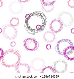 Light Purple, Pink vector seamless backdrop with dots. Beautiful colored illustration with blurred circles in nature style. Texture for window blinds, curtains.