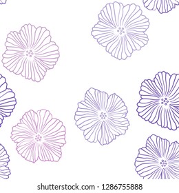 Light Purple, Pink vector seamless elegant template with flowers. Doodle illustration of flowers in Origami style. Pattern for trendy fabric, wallpapers.