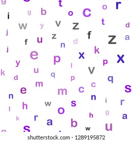 Light Purple, Pink vector seamless pattern with ABC symbols. Modern geometrical illustration with ABC english symbols. Pattern for design of fabric, wallpapers.