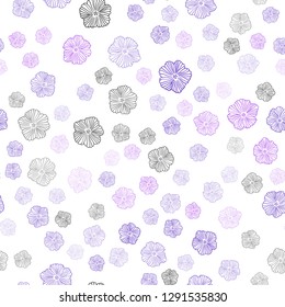 Light Purple, Pink vector seamless abstract pattern with flowers. Brand new colored illustration with flowers. Texture for window blinds, curtains.