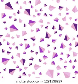 Light Purple, Pink vector seamless, isometric template with crystals, triangles. Modern abstract illustration with colorful triangles. Template for business cards, websites.