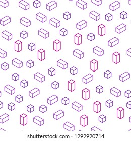 Light Purple, Pink vector seamless, isometric background with rectangles. Illustration with set of colorful rectangles. Design for textile, fabric, wallpapers.