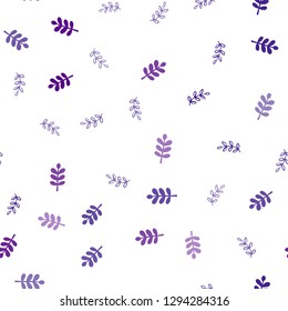 Light Purple, Pink vector seamless natural pattern with leaves. Brand new colored illustration in blurry style with leaves. Pattern for trendy fabric, wallpapers.