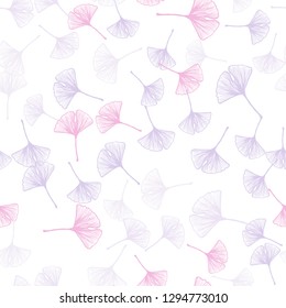 Light Purple, Pink vector seamless doodle background with leaves. Colorful illustration in doodle style with leaves. Pattern for design of fabric, wallpapers.