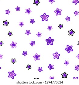 Light Purple, Pink vector seamless cover with small and big stars. Decorative shining illustration with stars on abstract template. Template for business cards, websites.