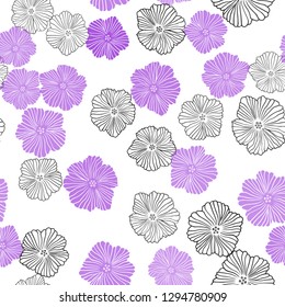 Light Purple, Pink vector seamless abstract background with flowers. An elegant bright illustration with flowers. Design for textile, fabric, wallpapers.