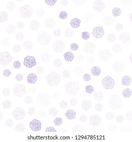 Light Purple, Pink vector seamless doodle texture with flowers. Flowers with gradient on white background. Template for business cards, websites.