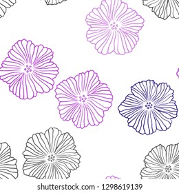 Light Purple, Pink vector seamless abstract backdrop with flowers. Modern abstract illustration with flowers. Pattern for trendy fabric, wallpapers.