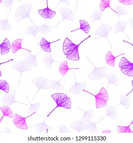 Light Purple, Pink vector seamless natural background with leaves. Blurred decorative design in Indian style with leaves. Texture for window blinds, curtains.