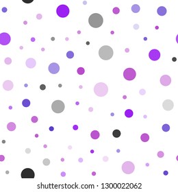 Light Purple, Pink vector seamless layout with circle shapes. Abstract illustration with colored bubbles in nature style. Pattern for trendy fabric, wallpapers.