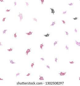 Light Purple, Pink vector seamless natural background with leaves. Doodle illustration of leaves in Origami style with gradient. Template for business cards, websites.