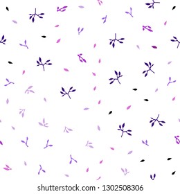 Light Purple, Pink vector seamless doodle pattern with leaves. Decorative illustration with doodles on abstract template. Pattern for trendy fabric, wallpapers.