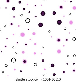 Light Purple, Pink vector seamless layout with circle shapes. Beautiful colored illustration with blurred circles in nature style. Pattern for design of window blinds, curtains.