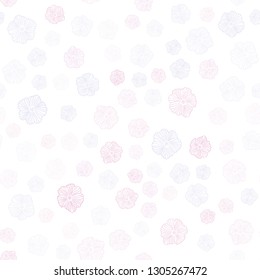 Light Purple, Pink vector seamless doodle template with flowers. Shining colored illustration with flowers. Template for business cards, websites.