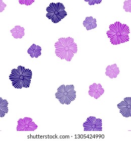 Light Purple, Pink vector seamless doodle backdrop with flowers. Glitter abstract illustration with flowers. Template for business cards, websites.