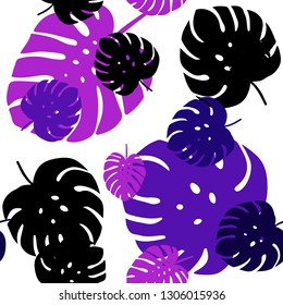 Light Purple, Pink vector seamless doodle texture with leaves. Sketchy doodles with leaves on blurred background. Template for business cards, websites.