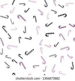 Light Purple, Pink vector seamless texture with xmas sweets, candies.
