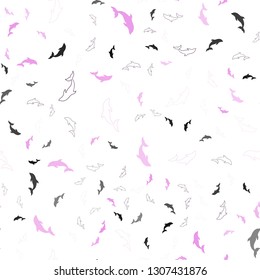 Light Purple, Pink vector seamless template with dolphins. Modern abstract illustration with sea dolphins. Pattern for websites of animals.