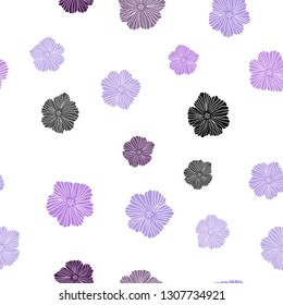 Light Purple, Pink vector seamless abstract design with flowers. Colorful illustration with flowers in doodle style. Design for textile, fabric, wallpapers.