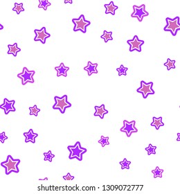 Light Purple, Pink vector seamless background with colored stars. Stars on blurred abstract background with gradient. Template for business cards, websites.